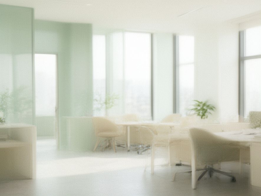 Bright office space with desks and comfortable seating for team collaboration